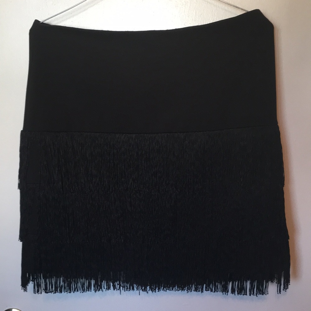 Ann Taylor back zip tiered tassel skirt